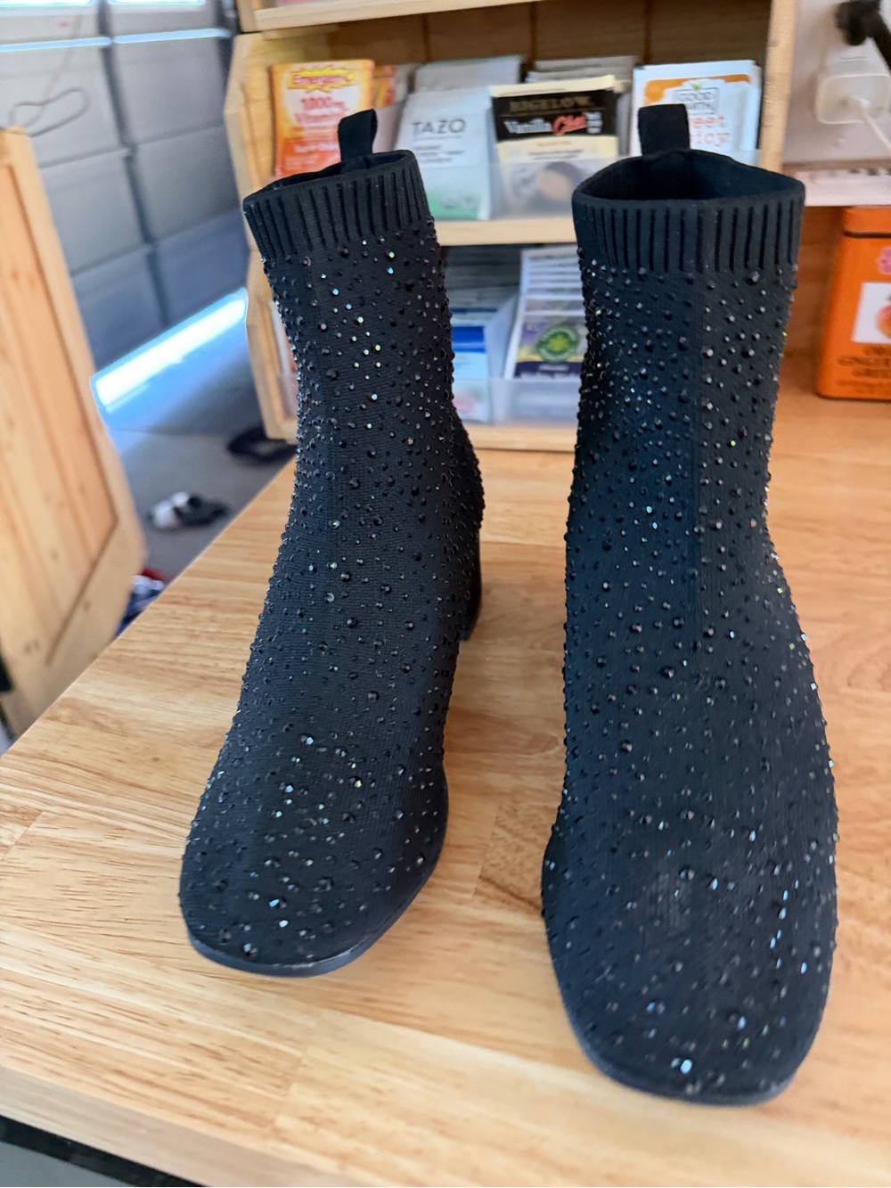 Reaction Kenneth Cole Black Crystal Knit Sock Booties